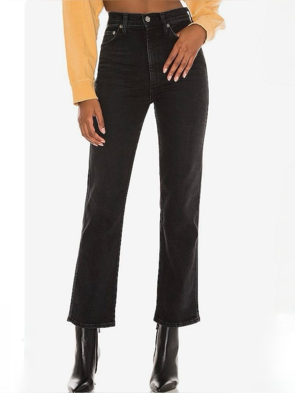 Agolde Pinch Waist High Rise Kick Flare Jeans in Panoramic Faded Black size 31